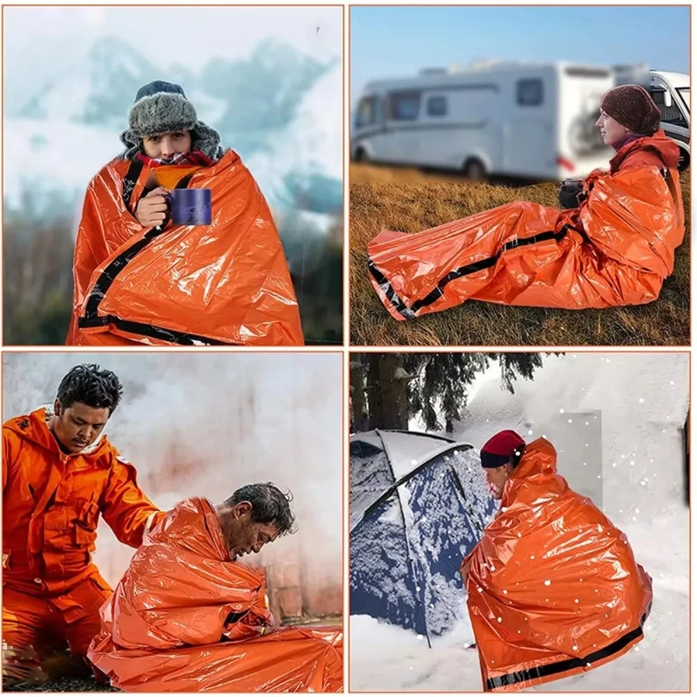 Survival Sleeping Bag Portable Waterproof Emergency Outdoor Edc Camping Gear Thermal Sack First Aid Rescue Kit Mylar Blanket