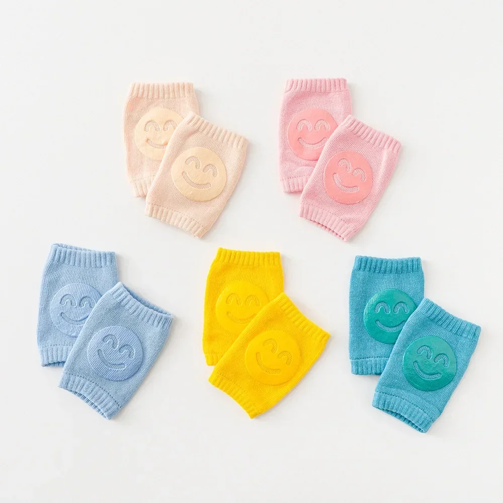 

Newborn Autumn Terry Baby Socks Elbow Pads Toddler Crawling Knee Pads Baby Children Knee Pads Smiling Face Knee