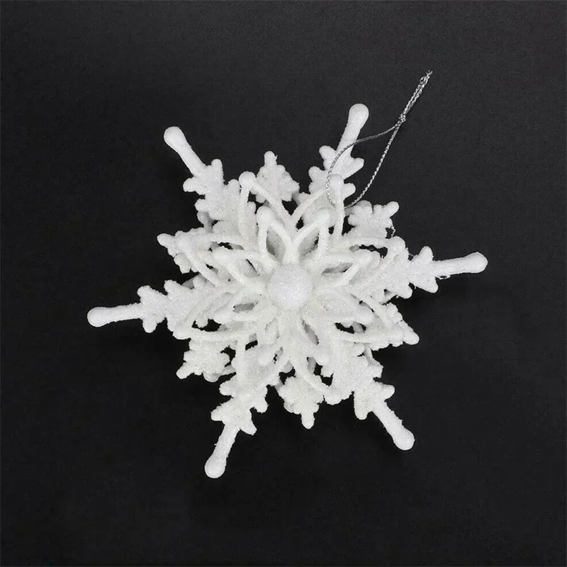 Christmas Ice 3D Snowflake Plastic Glitter Hanging Pendant 12cm for Home Party Wedding Tree Decoration
