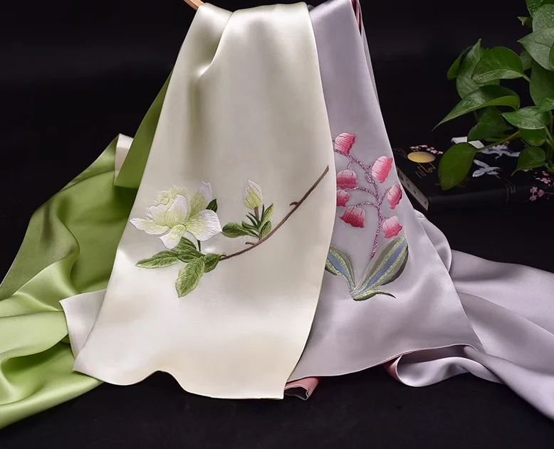 

Silk Hand-Embroidered Silk Scarf Chinese Specialty Holiday Gift Lady Cape Cheongsam Shawl