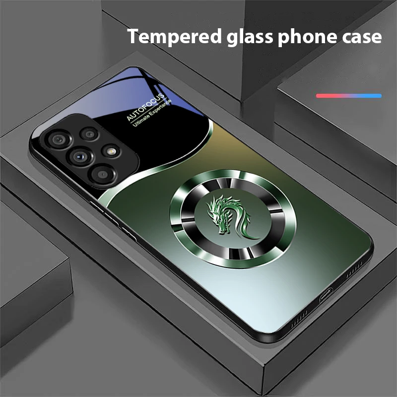 Gradient Leader Black Tempered Glass Phone Case with Hard Shell