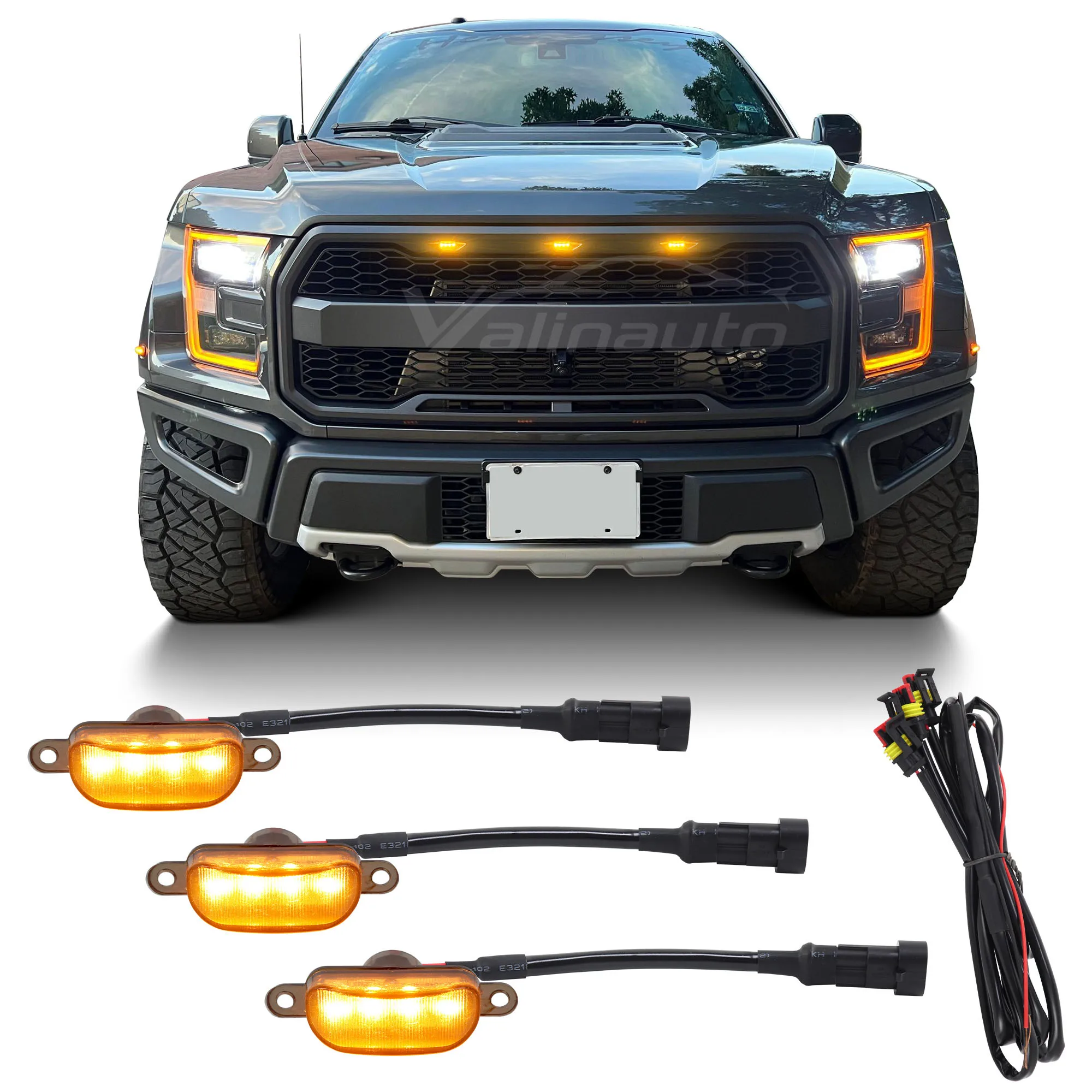 Universal Car Front LED Running Lights for Bumper, Hood, and Grille