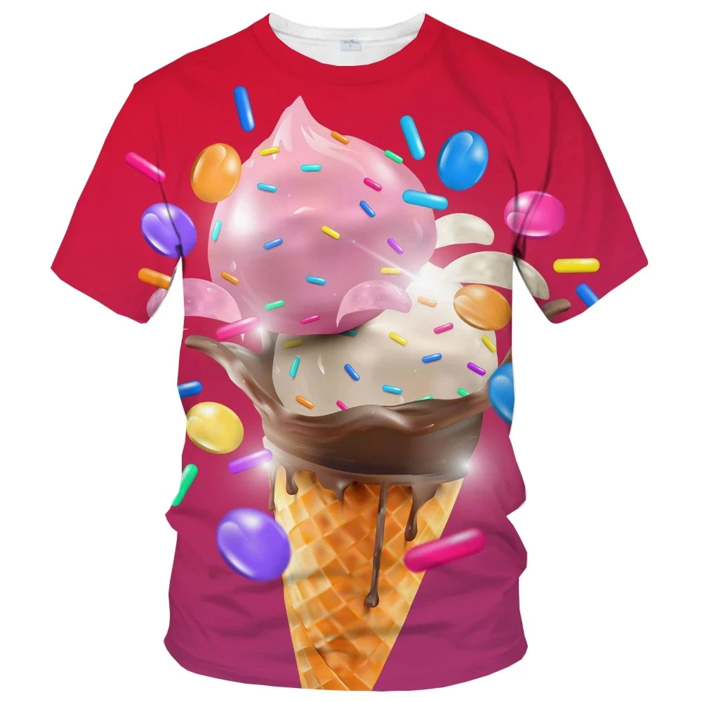 Ice Cream 3D Printing T Shirt Man Summer O-Neck Short Sleeve