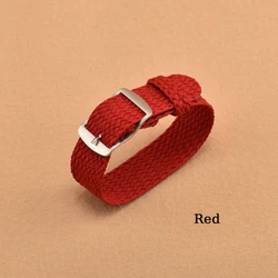 Stylish Nylon Weave Watch Strap - Durable & Lightweight Sport Band - 18mm (Red)