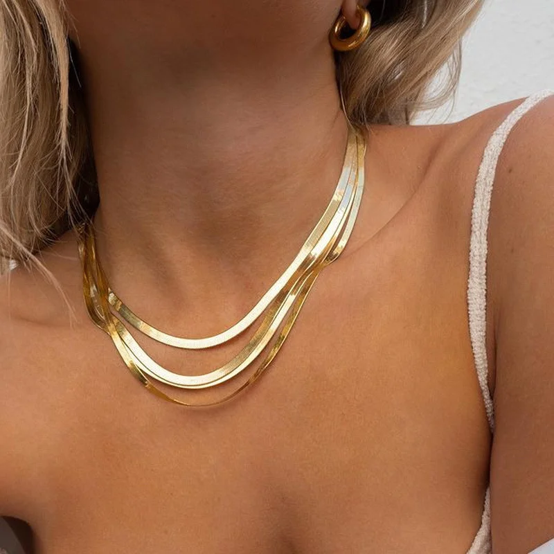Herringbone Chain Layered Necklace Set Jewelry Dainty Gold Minimalistic  Trendy Chain Necklace With Snake Chain for Birthday-anniversary Gift - Etsy  | Necklace, Layered choker necklace, Chic necklace