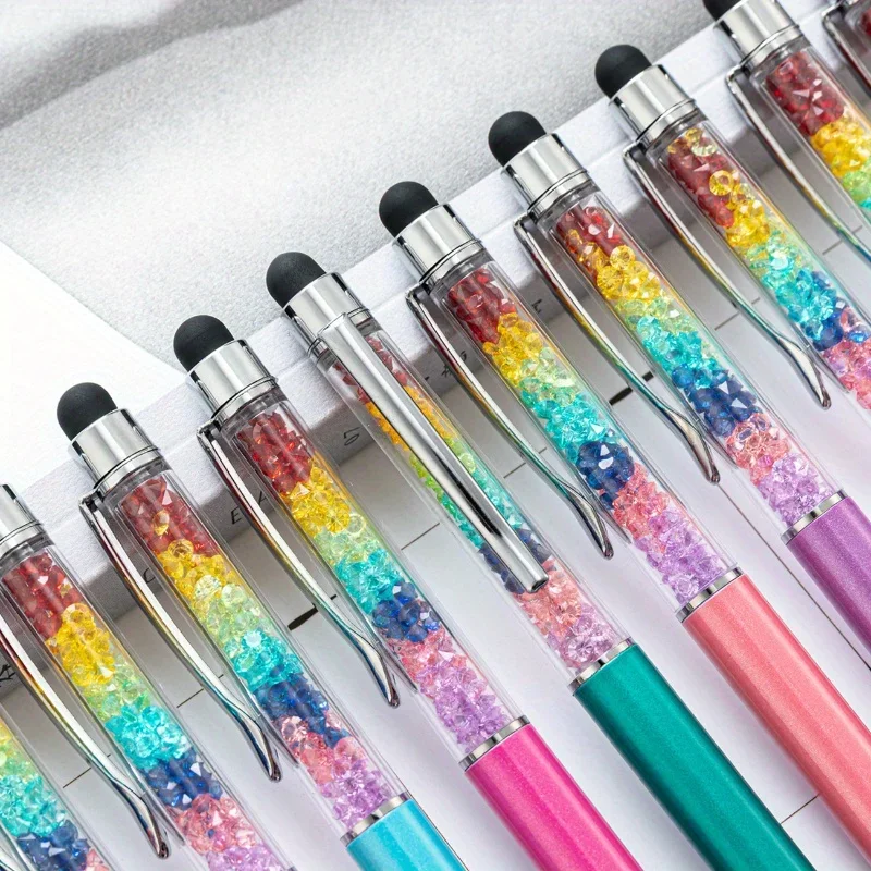 

10pcs Dual-head Crystal Touch Screen Ballpoint Pen Capacitive Touch Pen Handwriting Crystal Ballpoint Pen Office Supplies