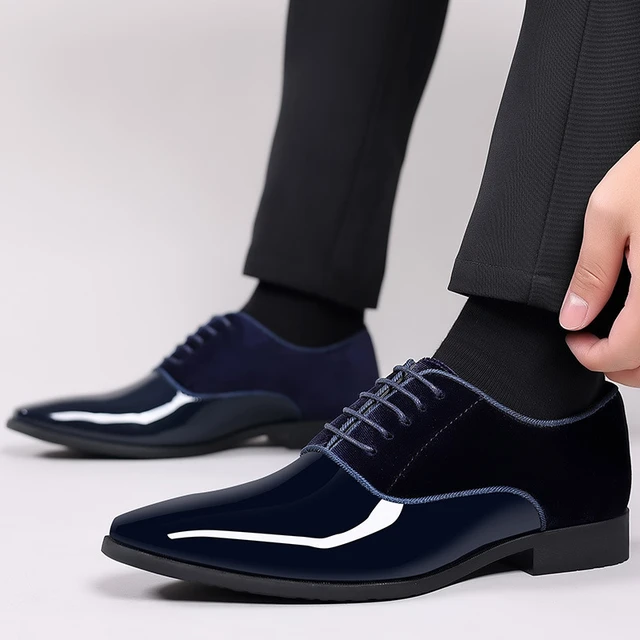 Men's Patent Leather Fashion Trend Pointed Toe Business Office Wedding  Rubber Casual With Tuxedo Shoes New Summer zapatos hombre - AliExpress