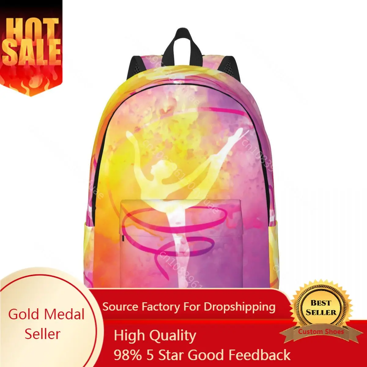 

Acrobatic Gymnastics Girl Backpack Dance Watercolor Yoga Camping Backpacks Teen Pretty School Bags Designer Lightweight Rucksack