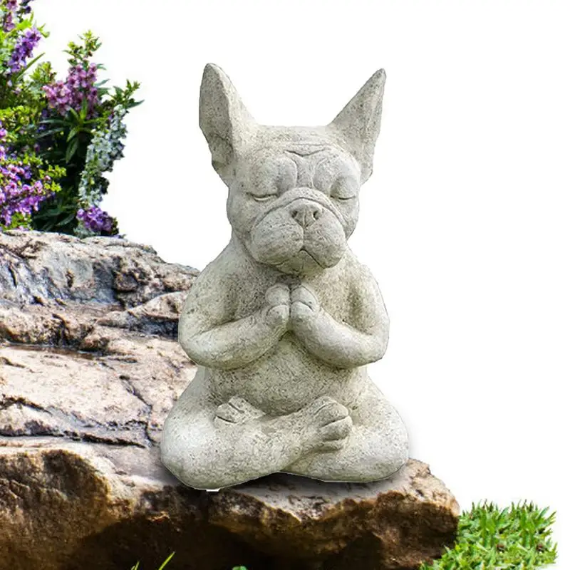 

Meditation Bulldog Resin Statue Meditating Dog Statue Buddha Zen Dog French Bulldog Animal Figurine Prayer Patio Lawn Decor