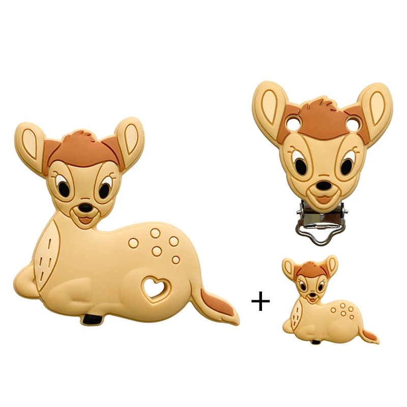 Silicone Disney Cartoon Figure Teether Beads and Clips 3pcs/set Baby Teether Pacifier Chain Accessories Teething Jewelry Toys