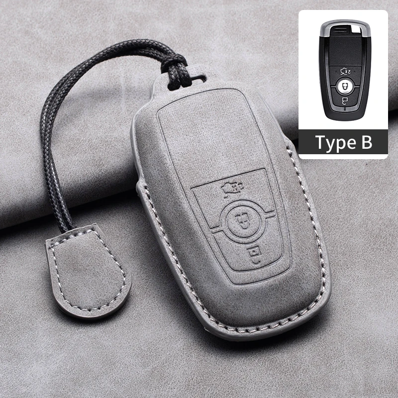 Custodia Per Chiave Auto In Pelle Shell Per Ford Fusion Mustang Explorer F150 F250 F350 Ecosport Edge S-Max Ranger Lincoln Mondeo