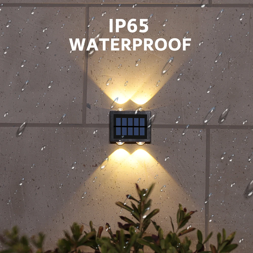 XFLAMPER Warm White 4LED Solar Lights Outdoor for Garden Up and Down IP65 Waterproof Wall Lamps for Home Yard Decoration (2PCS) 3