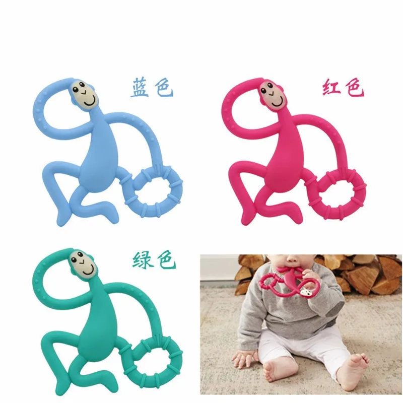 

High Quality Silicone Cartoon Monkey Toddler Molar Teether Pain Tool Kids Teething Baby Gift Natural Stop Sucking Thumb Toy