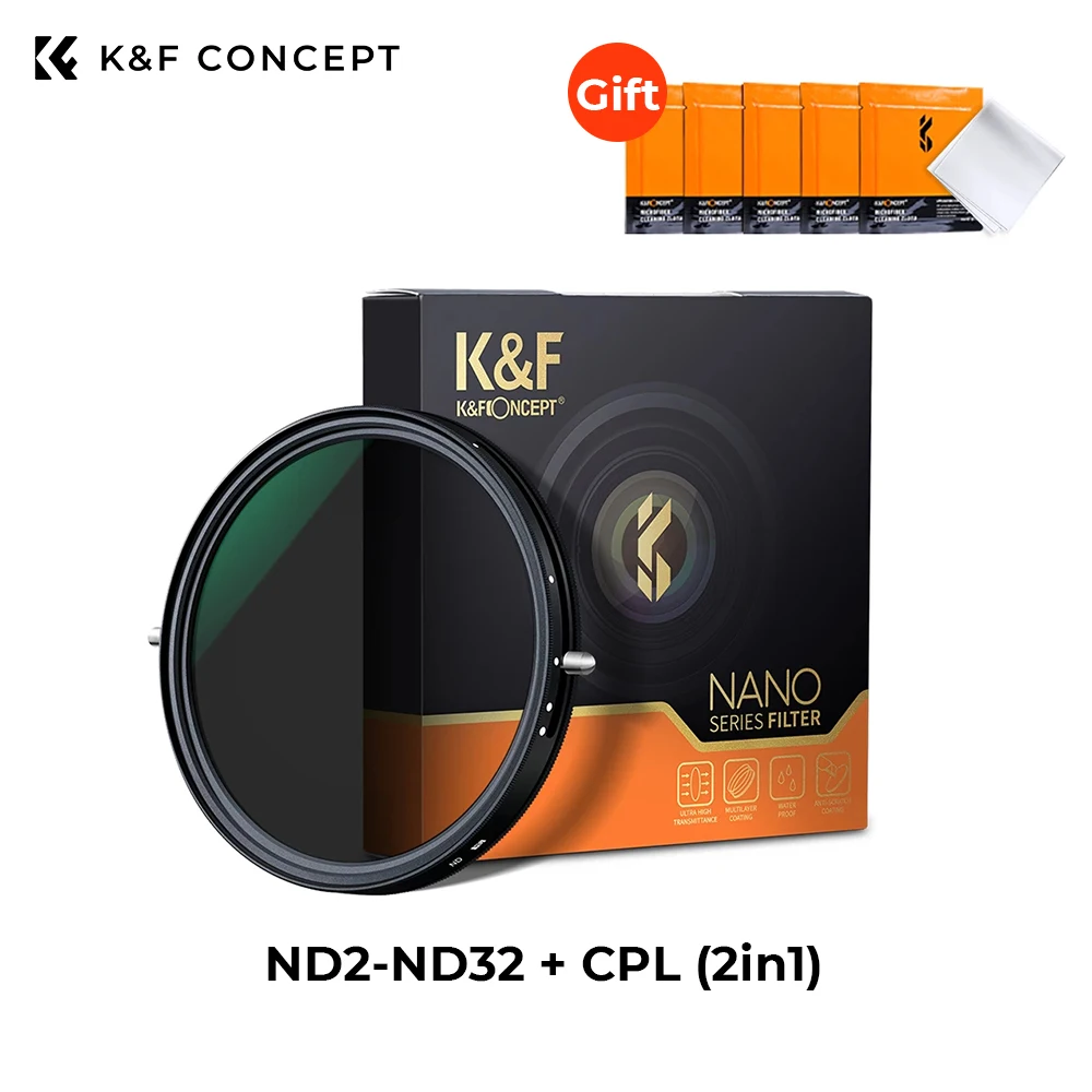 

Круговой поляризационный фильтр K & F Concept, регулируемая яркость и круговой поляризационный фильтр, 2 в 1, HD, без точки X, водонепроницаемый, устойчивый к царапинам, с тканью 5 шт.