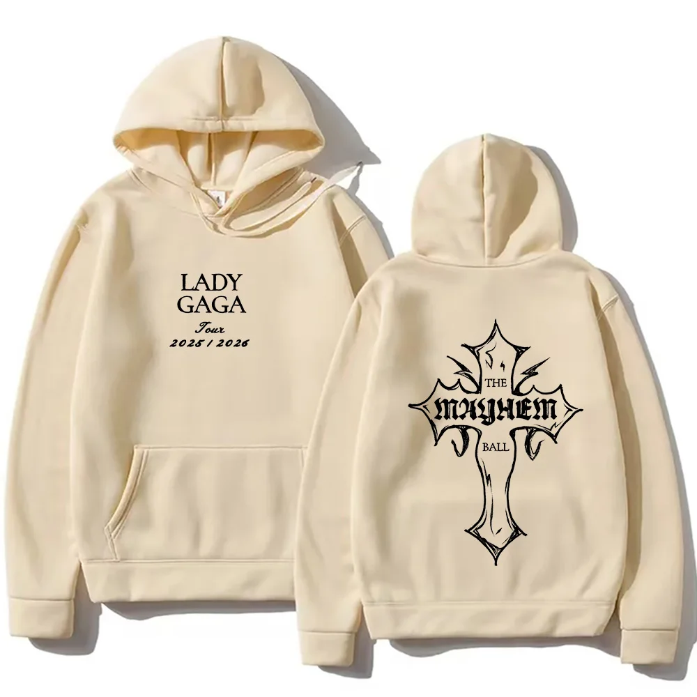 Lady gaga moda hoodies senhora gaga mayhem cruz recorte impressão