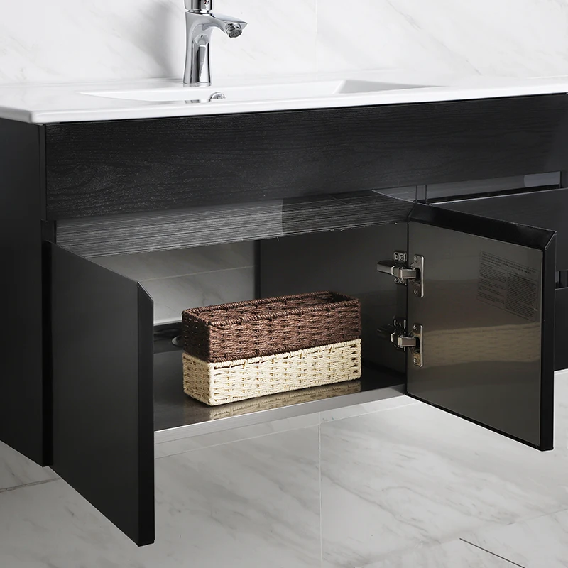 Factory Modern Stainless Steel Small Storage Bathroom Cabinet Black T-5005