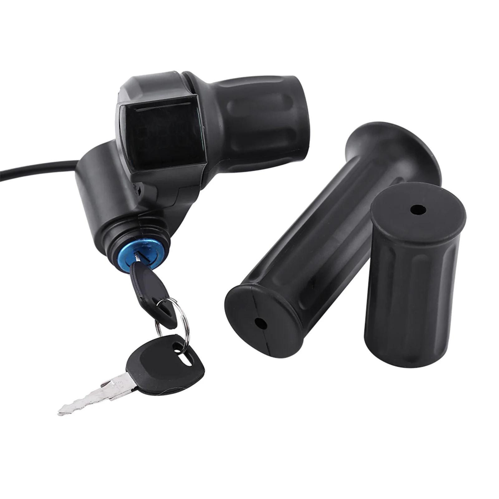 E-bike Throttle LED Display Electric Throttle Grips Handle with Lock Key Electric Bike Scooter Accessories