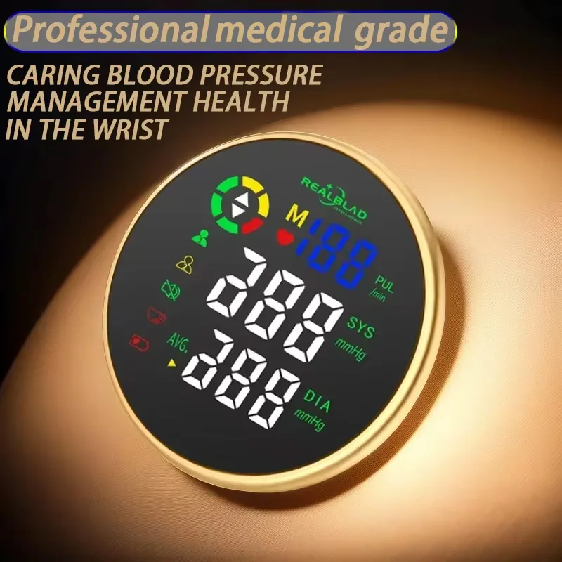 Wrist Blood Pressure Monitor LED Digital Screen Heart Rate Monitor Intelligent Voice Broadcasting Rechargeable Home Medical