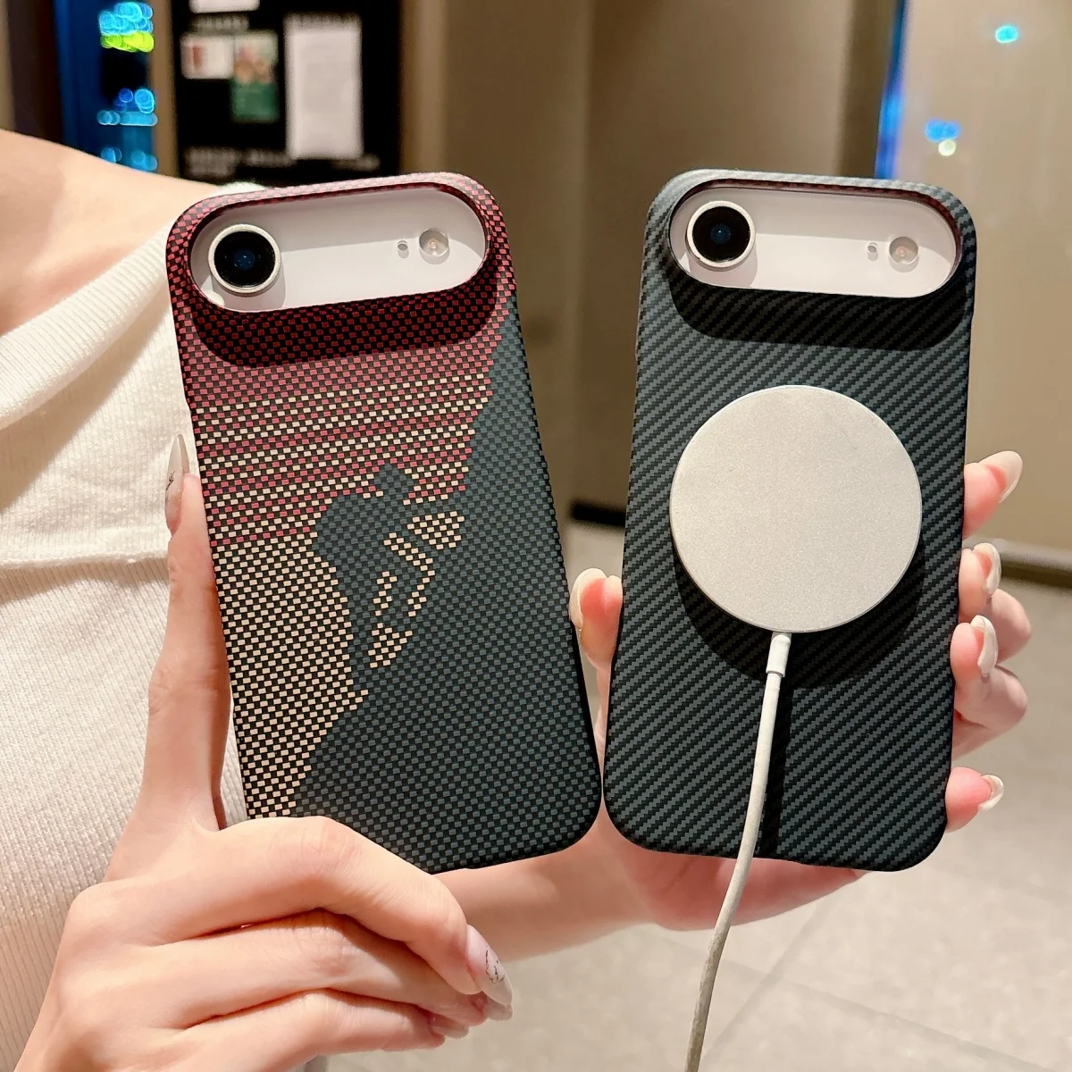 Magsafe Magnetic Kevlar Carbon Fiber Pattern Slim Armor Phone Case