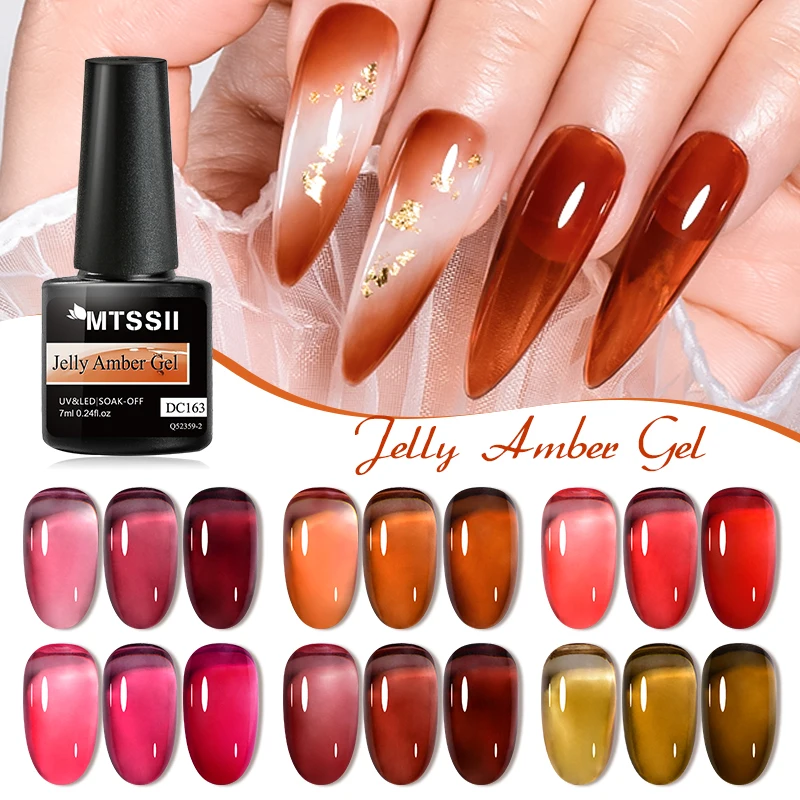 

Mtssii 7ml Jelly Amber Gel Nail Polish Translucen Nail Art Bloom Leopard Pattern Nail Gel Semi Permanent Uv Gel Polish Varnishes