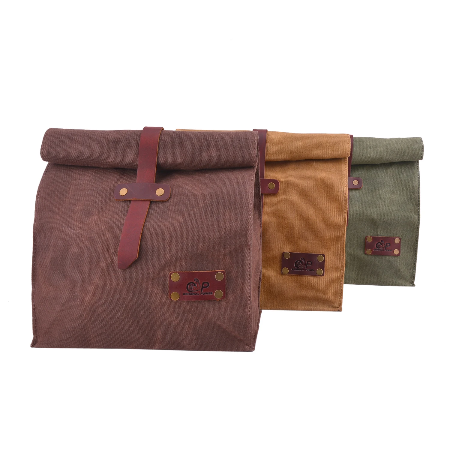 Waxed Canvas Leather Lunch Bag Plastic-Free Waterproof Lunch Box Handbag Dinner Bento Pouch Work School Food Storage Bags lunch bag lunch cooler bag