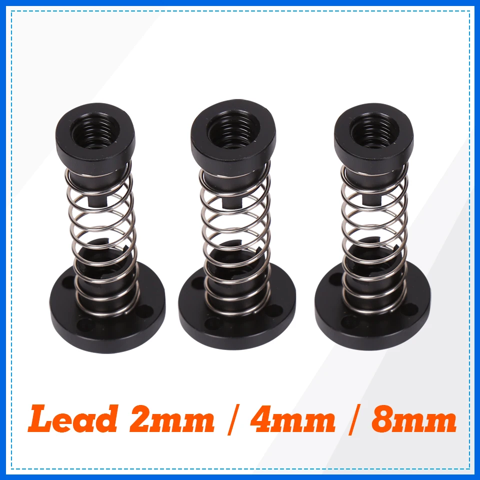3D Printer T8 POM Anti Backlash Nuts For Lead 2mm / 4mm / 8mm Acme Threaded Rod Eliminate the gap Spring DIY CNC Accessories