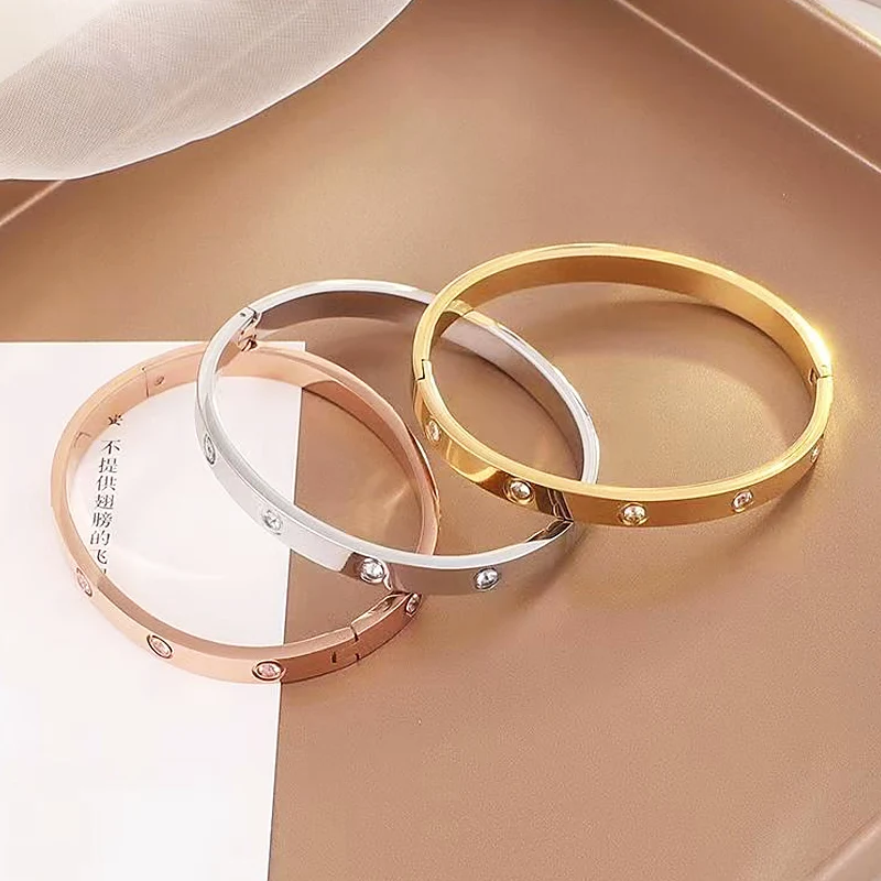 Gold Plating Lover Bracelets & Bangles for Women Charming Zirconia Couple Bracelet New Trendy Luxury Jewellery Gifts Bangle Bracelet Zircon Bracelet Zirconia Bangle