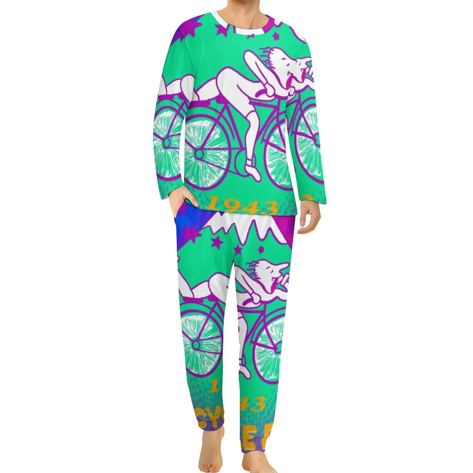 

Albert Hoffman Bicycle Day Pajamas Male 1943 Cycle Lsd Trip Acid Day Romantic Home Suit Long-Sleeve Bedroom Graphic Pajama Sets