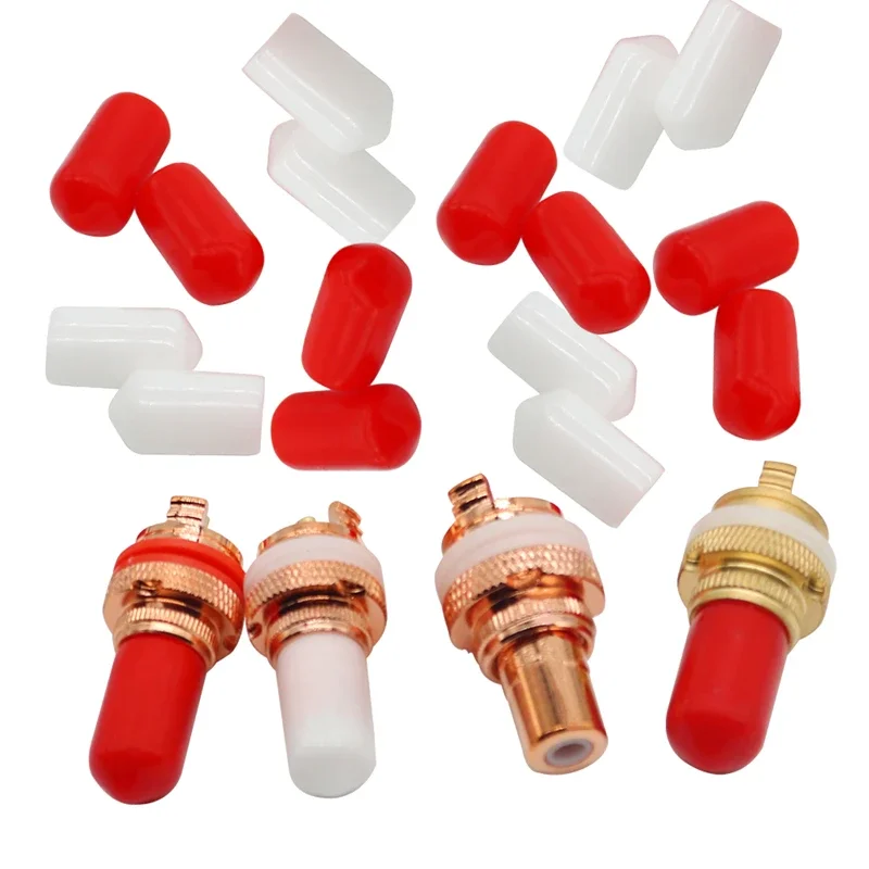 

50pcs RCA Lotus Seat Dust Cap Anti-oxidation Rubber Sleeve Signal Plug Cover Socket Audio Cable Plug Protective Cover