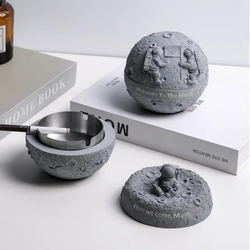 

Cement Ashtray Nordic Ins Moon Shape Home Living Room Astronaut Ashtray With Lid