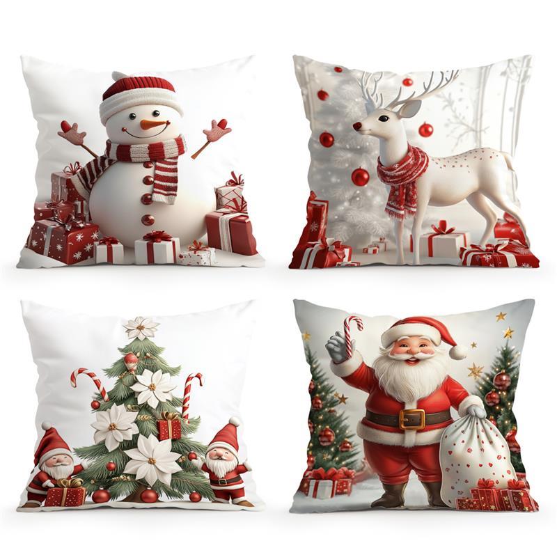 Santa Claus Digital Print Craft Cushion Cover Peach Skin Velvet Room Home Sofa Living Office Car Simplicity Pillow Cover 45x45CM