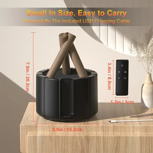 Simulated Campfire Diffuser, 250ml Essential Oil Diffuser with Remote Control, 7Colors Night Light Ultrasonic Aroma Diffuser 6