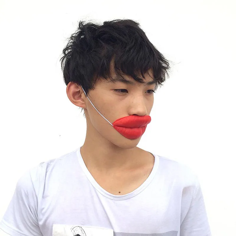 Props Jokes Sausage Red Lips Thick Halloween Funny Horror Latex Mask F1FB halloween mask,horror mask