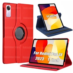 Premium PU Leather 360 Rotating Stand Case with Sleep/Wake Function for Redmi Pad SE 2023 (Red)