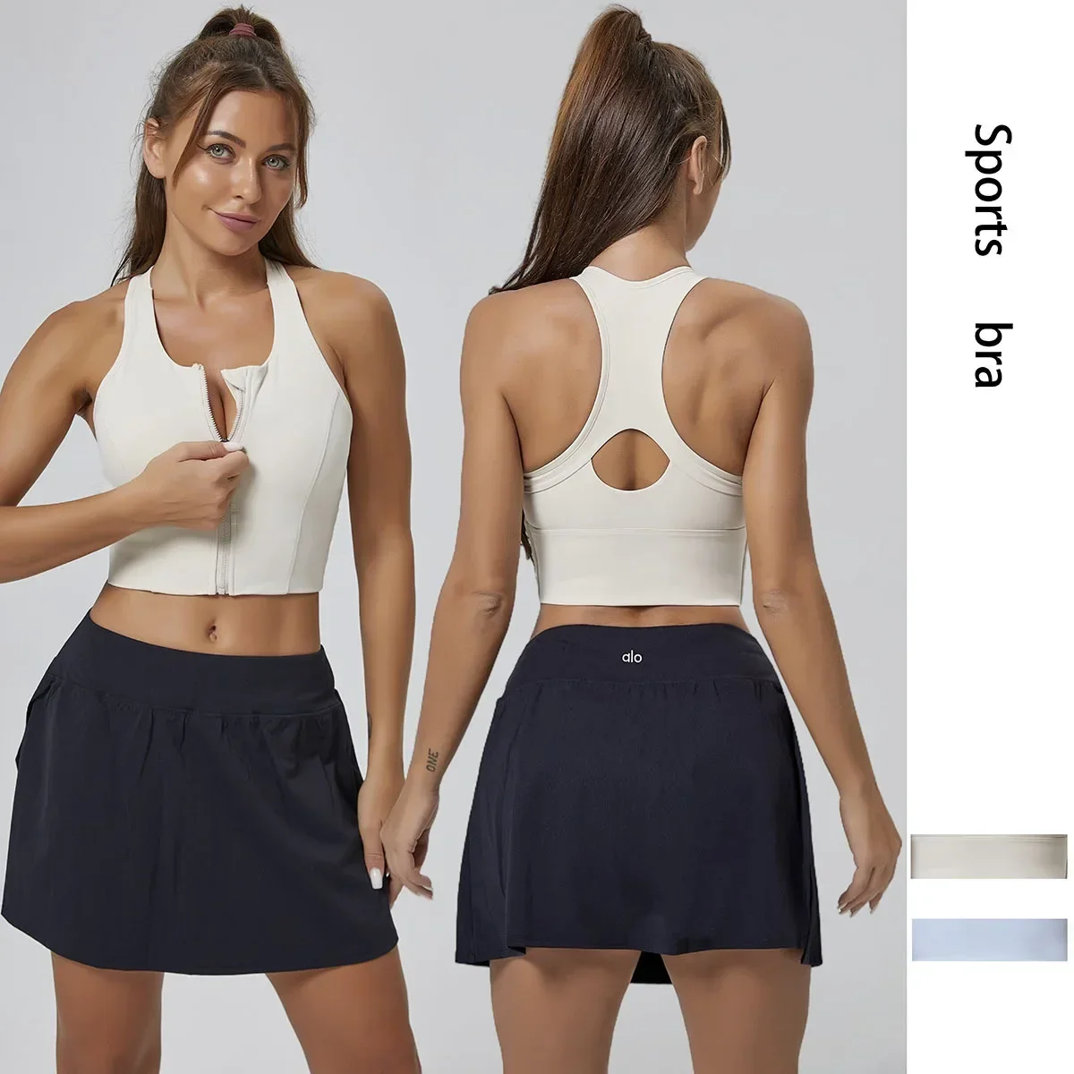 Women Zipper Sports Bra Tennis Vest Crop Top Table Badminton Shirt Zipper Female Outifits Yoga Fitness Gym Top Workout Clothes