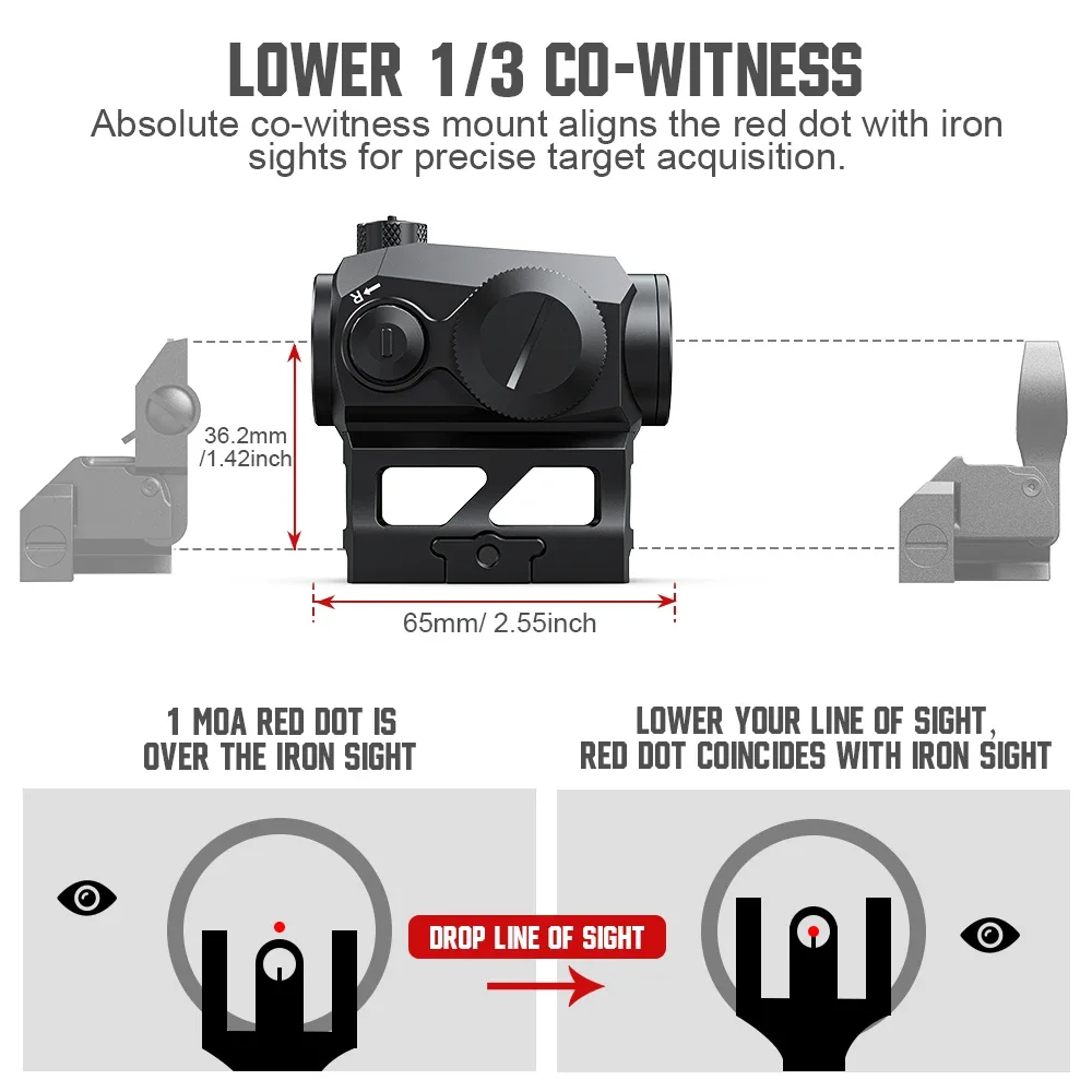 1 MOA red dot sight 1X20mm optical sight used for aiming hunting aiming practice