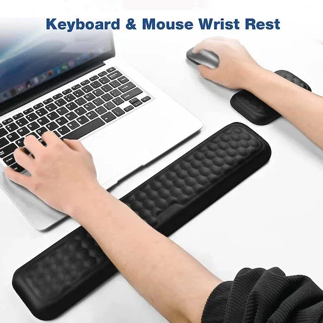 L-Shaped Ergonomic Keyboard & Mouse Wrist Rest - Memory Foam Pad For Pain Relief At Computer, Gaming, Office