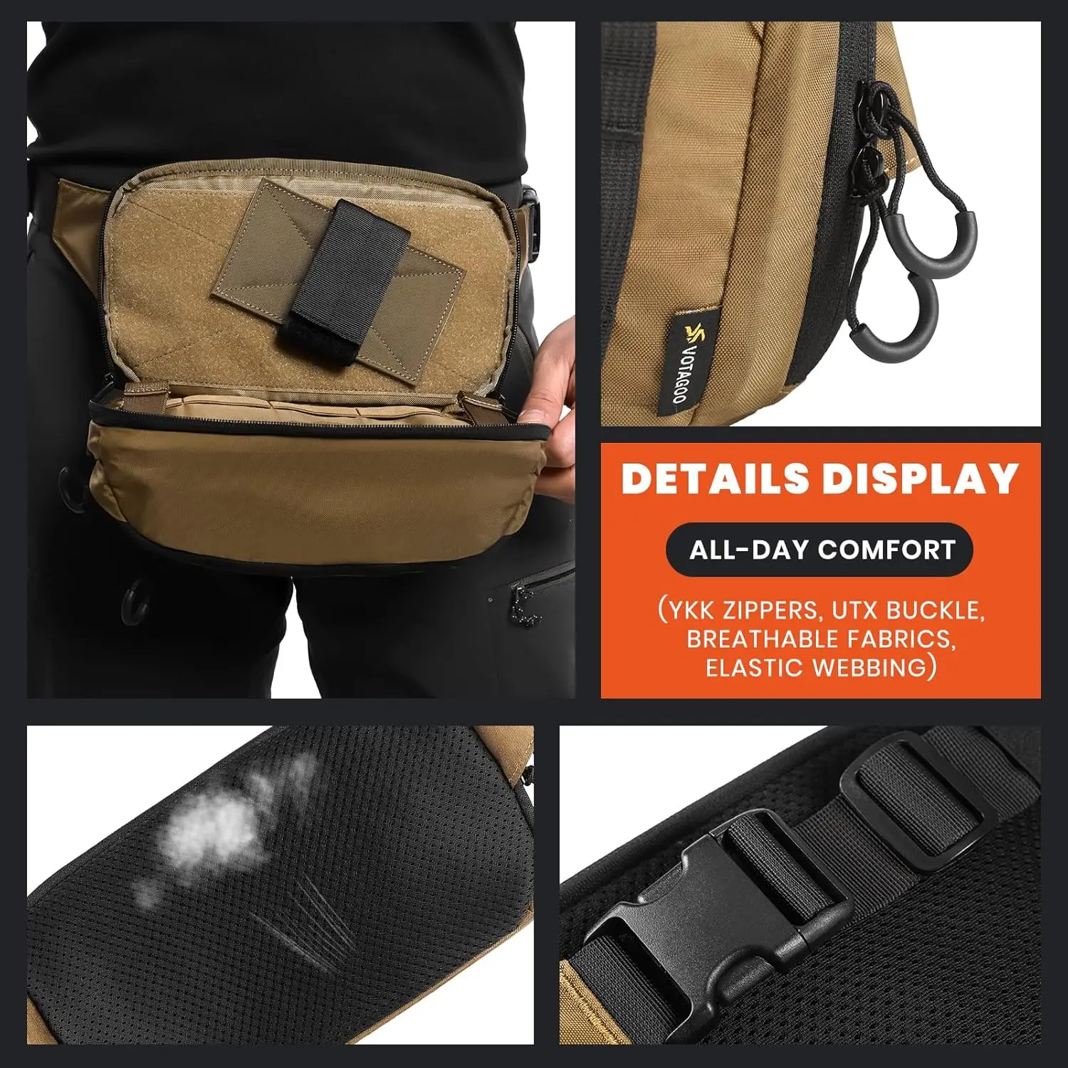Fanny Bag VOTAGOO Tactical CCW Concealed Carry Waist Belt Handgun Pouch Cordura 420D nylon