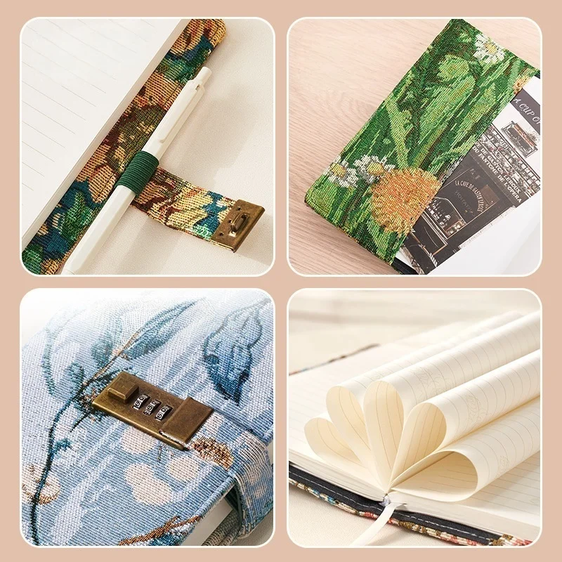 Floral Spiral-Bound Notebook with Lock - B6 Journal and Planner Stationery Organizer
