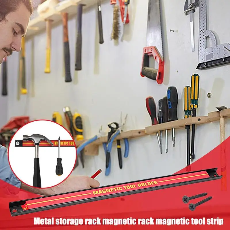 Tool Magnet Bar Large Capacity Wall Tool Holder Metal Bar For Garage Workshop Space Saving Organizer For Automotive