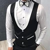 Men's Vest 2023 New Fashion Gentleman Black Slim Fit Single Breasted Single Piece Tank Top Wedding Groom 4