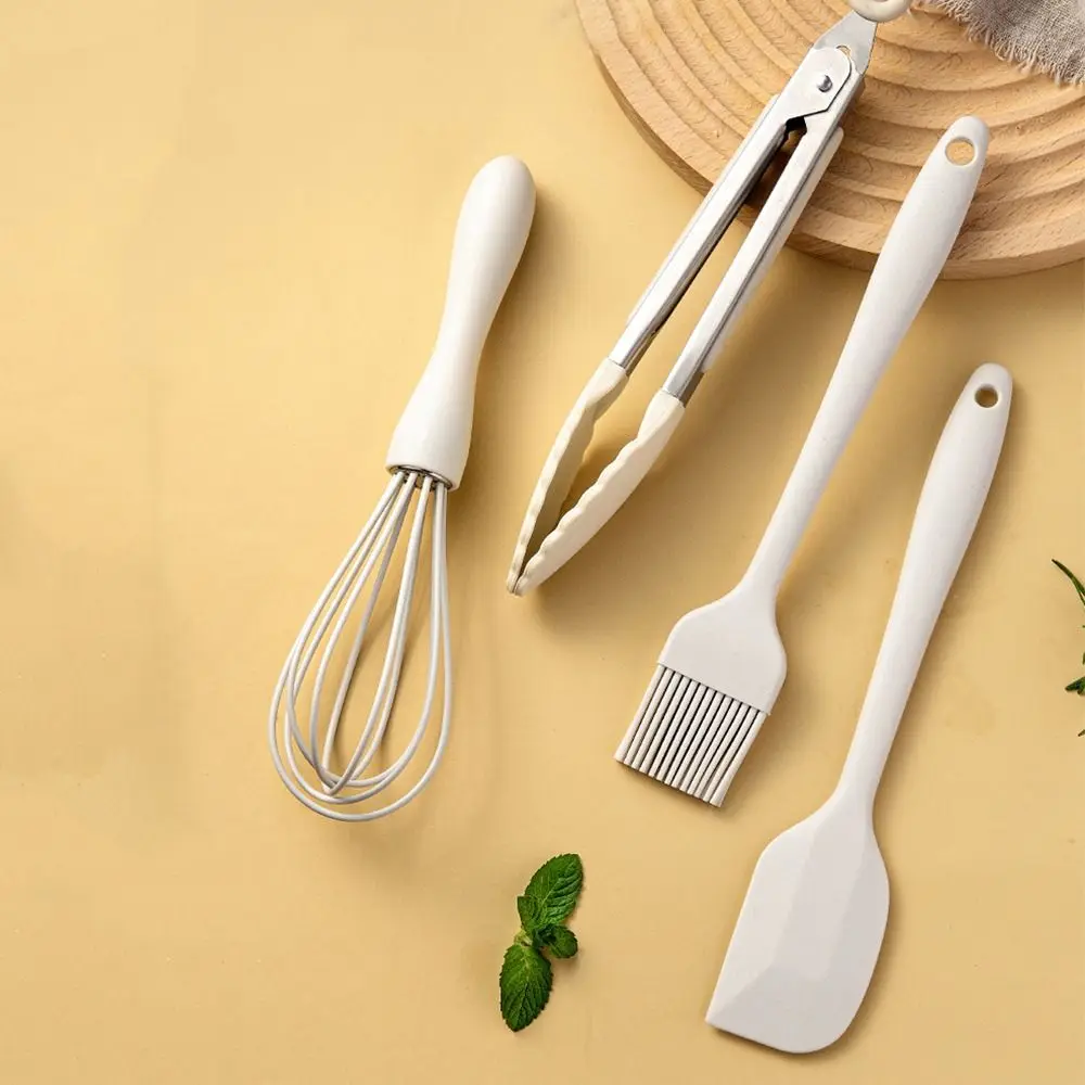 4/6pcs BPA Free Silicone Cooking Utensils Set Non-stick Beige Cookware Set Ergonomic Oil Brush Baking Tool Kitchen Tools