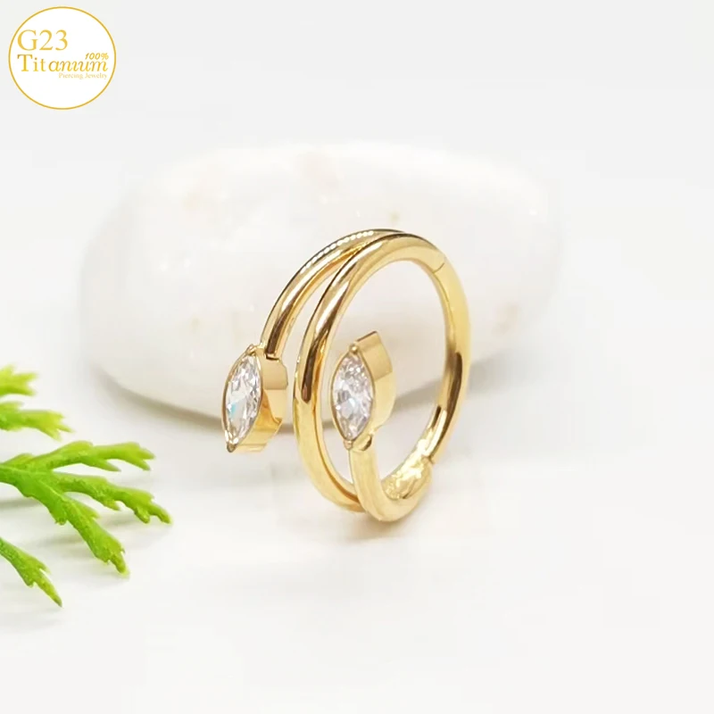 ASTM F136 Titanium Earrings Septum Piercing Nose Rings Plating Gold CZ Zircon Rings Cartilage Tragus Helix Piercing Body Jewelry