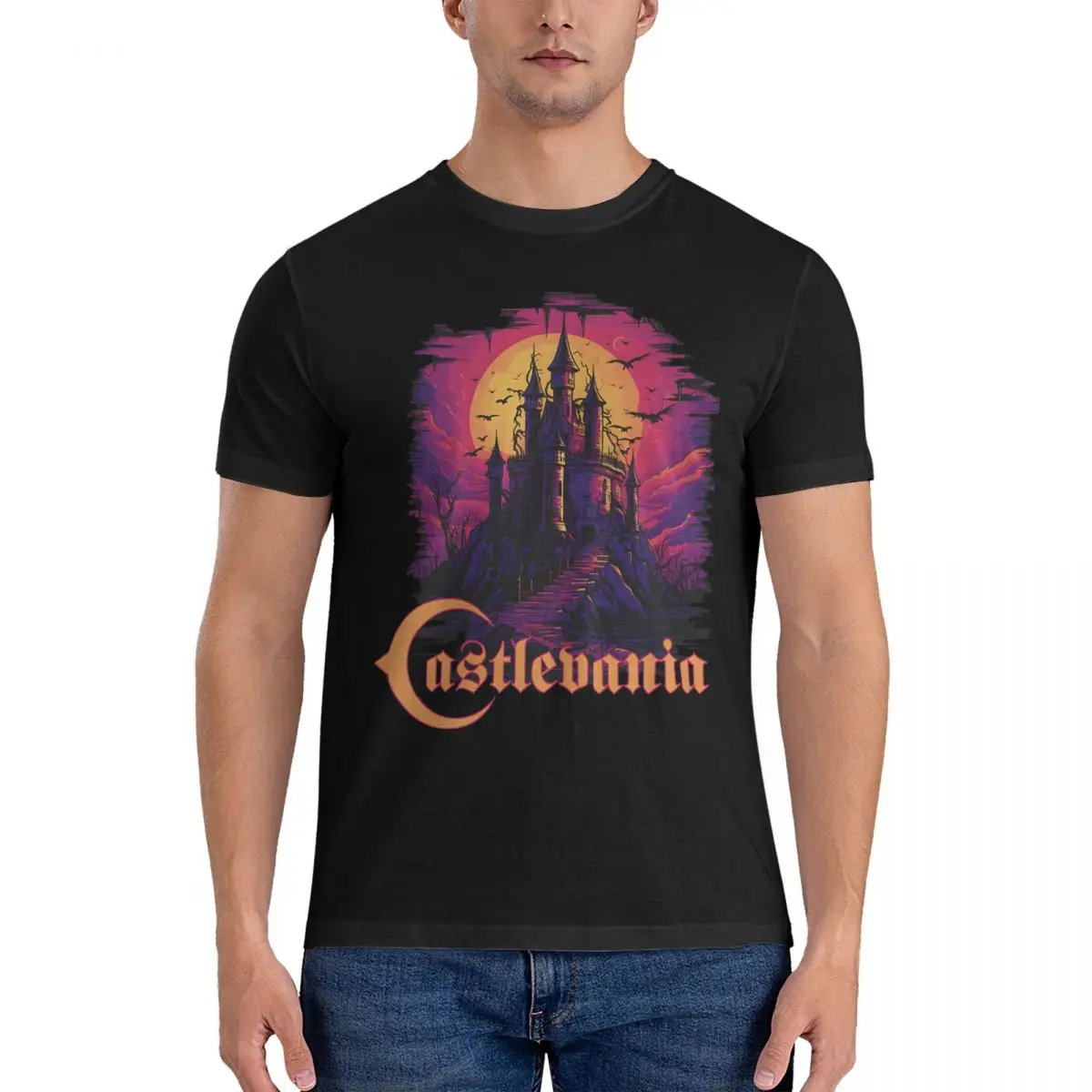 T-Shirt Da Uomo Castlevania Vaporwave Fashion Cotton Tees Manica Corta Castlevania T Shirt O Neck Clothes Summer