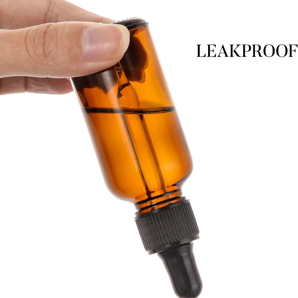 4-Pack 2oz Amber Glass Dropper Bottles with Funnel & Labels -Tincture Bottles 60ml Leakproof Tincture Bottles for Essential Oils 6