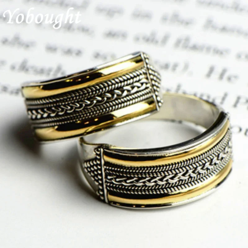 S925 sterling silver personalized fashion 2023 new carved gold plated Thai silver twisted silk MEN'S AND WOMEN'S rinsa shipping