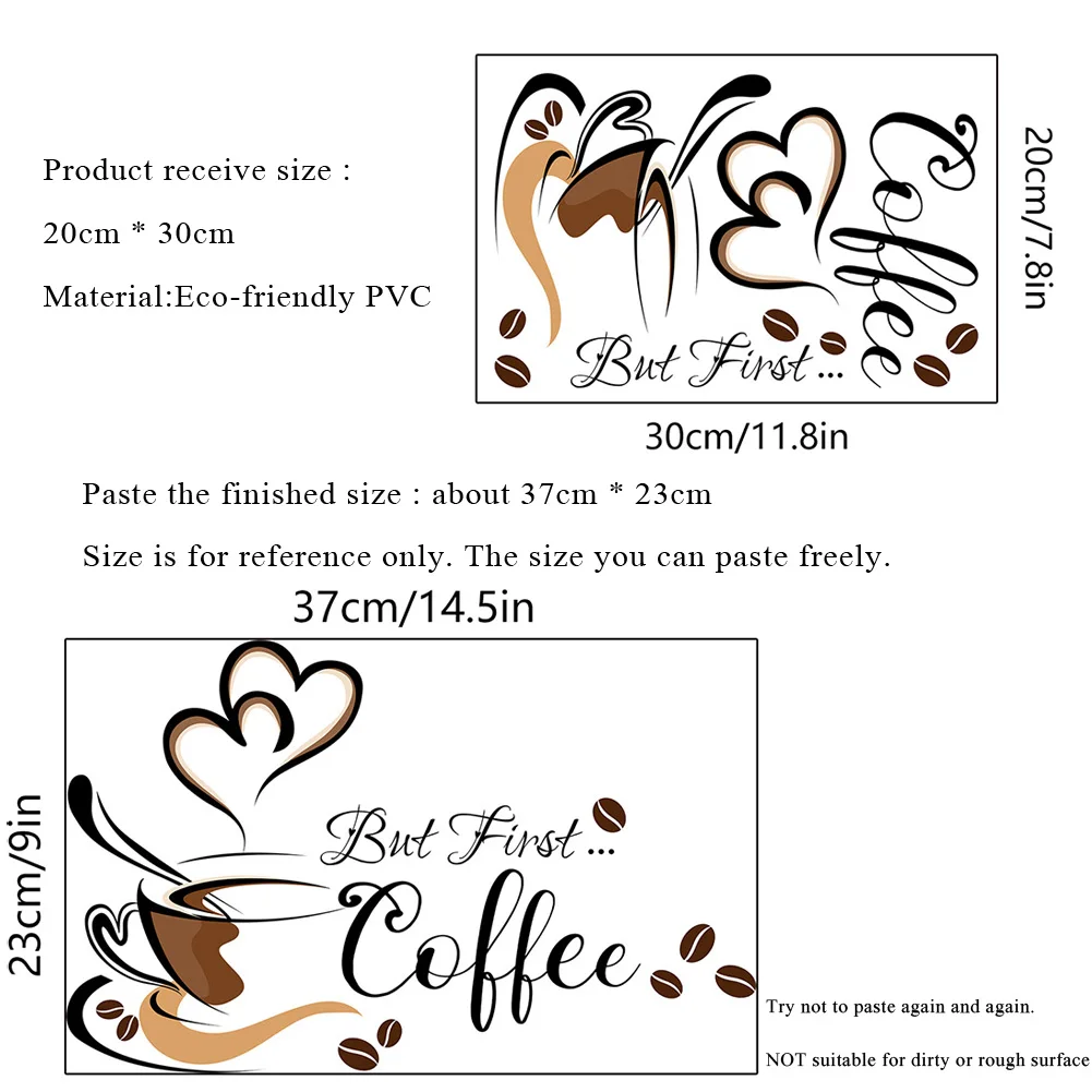 Creative Coffee Cup Pattern Wall Stickers Cafe Living Room Decor Cabinet Art English Home Decoration Self-adhesive Wallpaper wall stickers