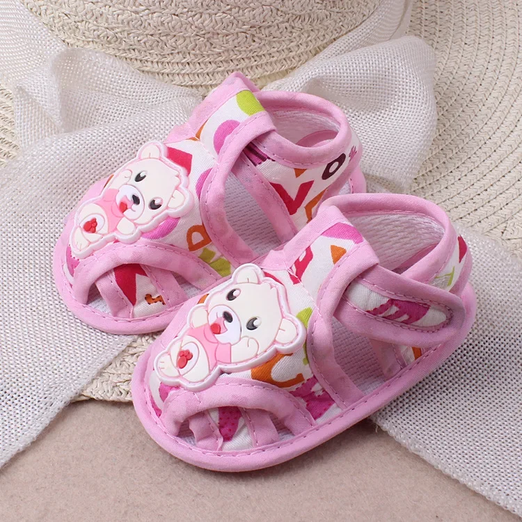 

0-1 Year Old Summer New Cartoon Bear Baby Shoes Cloth Soft Soled Toddler Sandals Baby Shoes
