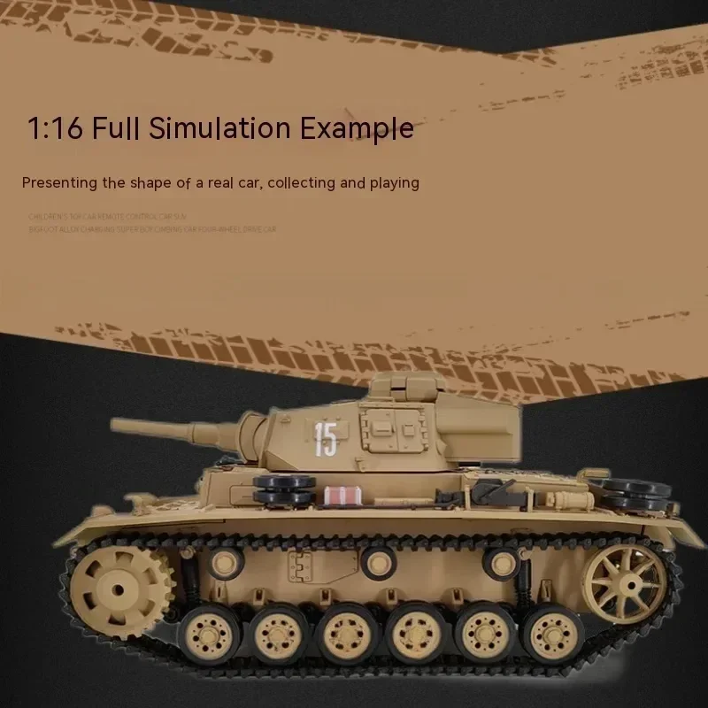 Remote-Controlled Tank Henglong 1:16 German Iii H-Type Electric Infrared Combat Smoking Rc Tank Outdoor Toy Gift For Children 5