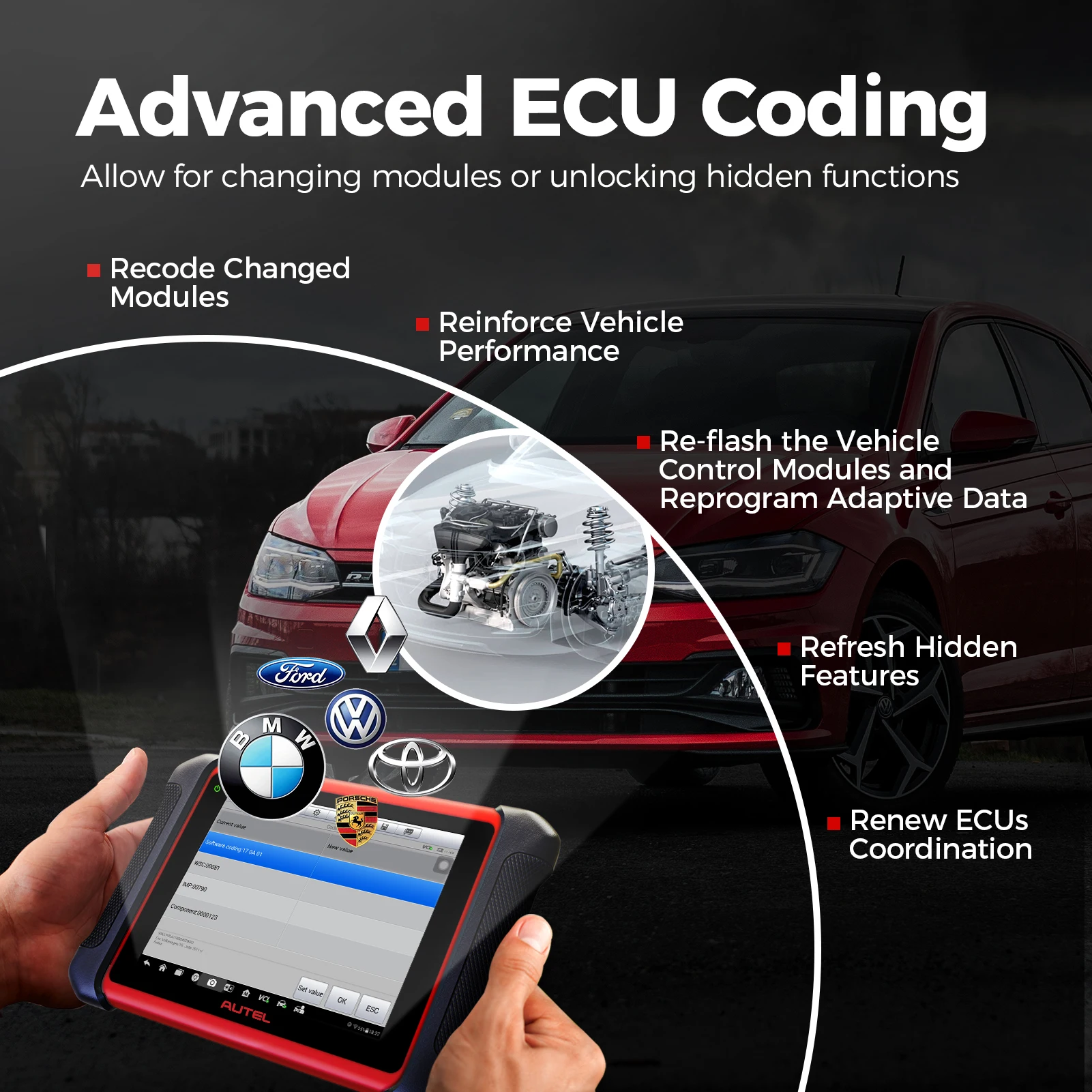 자동차 진단 도구 Autel MK906BT OBD2 스캐너 전문 ECU 코딩 도구, 자동차 액티브 테스트 PK MS906 MS906BT
